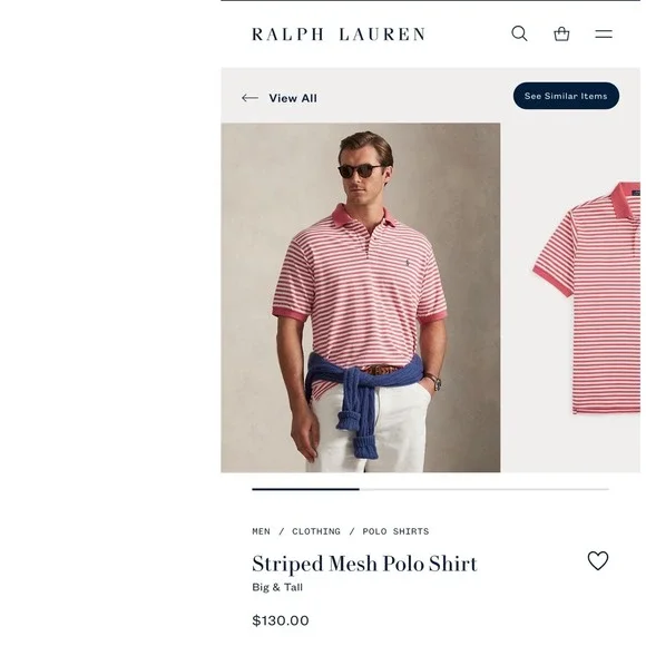 Mens Polo Ralph Lauren Classic fit Polo shirt, coral and white sz large - Picture 4 of 4